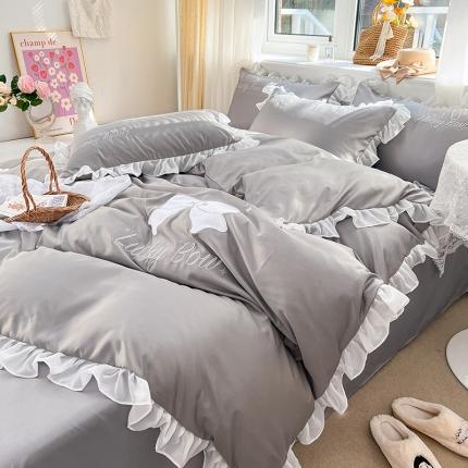 （总）沐慕 22新款水洗真丝刺绣花边四件套