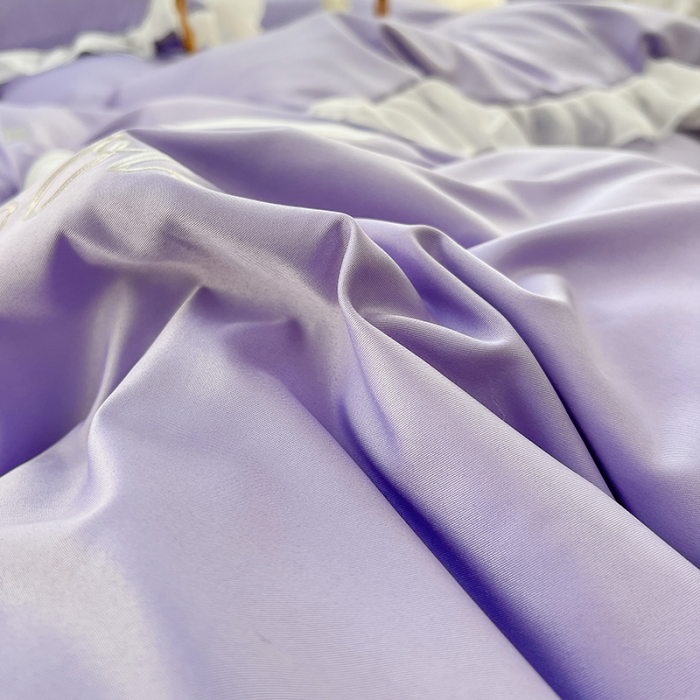 91家纺网 家纺一手货源 找家纺 沐慕 22新款水洗真丝刺绣花边四件套 幸运蝴蝶结-紫色