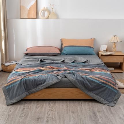 91家纺网 家纺一手货源 找家纺 全棉色织水洗棉花夏被四件套纯棉空调被夏凉被希尔维亚蓝