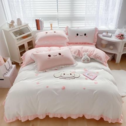 91家纺网 家纺一手货源 找家纺 (总)易禾 2022新款小清新水洗亲肤棉四件套