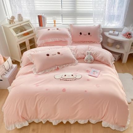 91家纺网 家纺一手货源 找家纺 (总)易禾 2022新款小清新水洗亲肤棉四件套