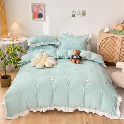 91家纺网 家纺一手货源 找家纺 (总)易禾 2022新款小清新水洗亲肤棉四件套