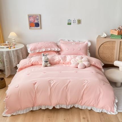 91家纺网 家纺一手货源 找家纺 (总)易禾 2022新款小清新水洗亲肤棉四件套