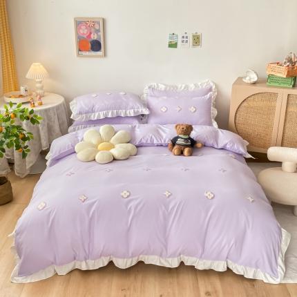 91家纺网 家纺一手货源 找家纺 (总)易禾 2022新款小清新水洗亲肤棉四件套