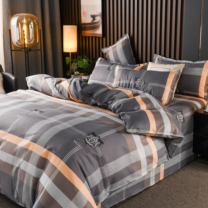 91家纺网 家纺一手货源 找家纺 赫然130g生态长绒棉贡棉植物羊绒加厚斜纹磨毛四件套 巴比伦