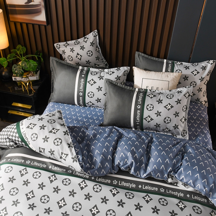 91家纺网 家纺一手货源 找家纺 赫然130g生态长绒棉贡棉植物羊绒加厚斜纹磨毛四件套皇家绅士