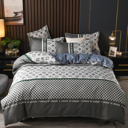 赫然130g生态长绒棉贡棉植物羊绒加厚斜纹磨毛四件套皇家绅士