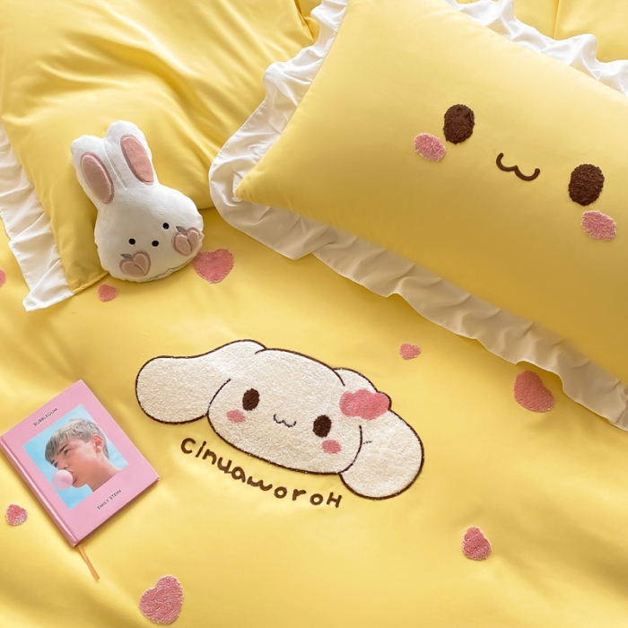 91家纺网 家纺一手货源 找家纺 易禾 2022新款小清新水洗亲肤棉四件套 宝宝兔-黄