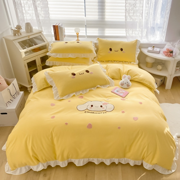 91家纺网 家纺一手货源 找家纺 易禾 2022新款小清新水洗亲肤棉四件套 宝宝兔-黄