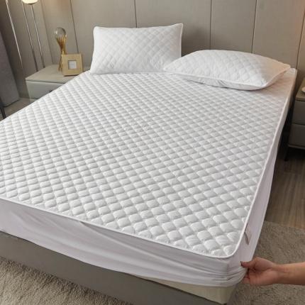 给笠 2023新款亲肤磨毛夹棉床笠 小格白色