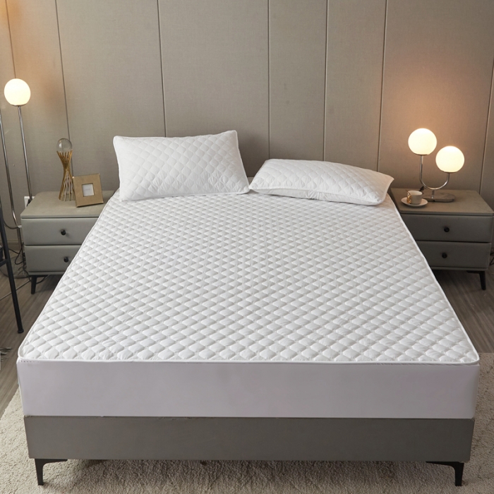 91家纺网 家纺一手货源 找家纺 给笠 2023新款亲肤磨毛夹棉床笠 小格白色