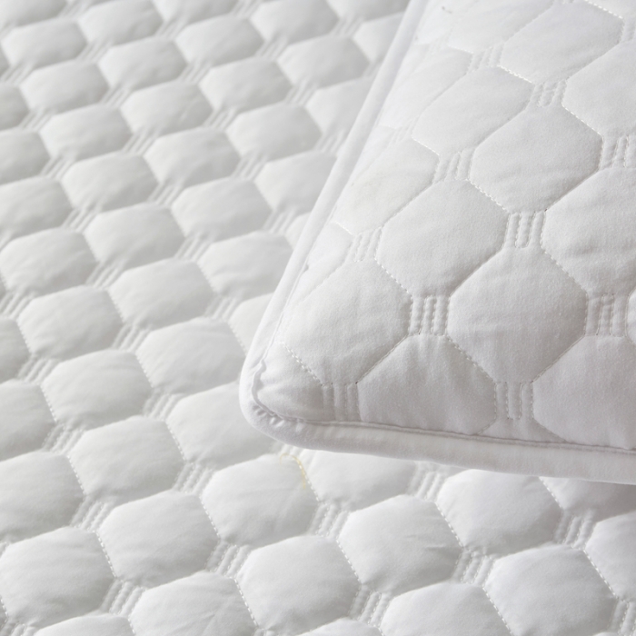 91家纺网 家纺一手货源 找家纺 给笠 2023新款亲肤磨毛夹棉床笠 小格白色