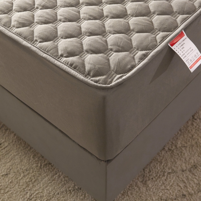 91家纺网 家纺一手货源 找家纺 给笠 2023新款亲肤磨毛夹棉床笠 小格灰