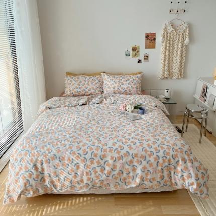 91家纺网 家纺一手货源 找家纺 XIWEN-希文2022新款全棉13372印花四件套慢时光 花间兔