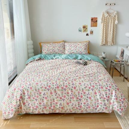 91家纺网 家纺一手货源 找家纺 XIWEN-希文2022新款全棉13372印花四件套慢时光 花期