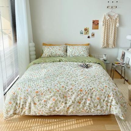 91家纺网 家纺一手货源 找家纺 XIWEN-希文2022新款全棉13372印花四件套慢时光 绿荫