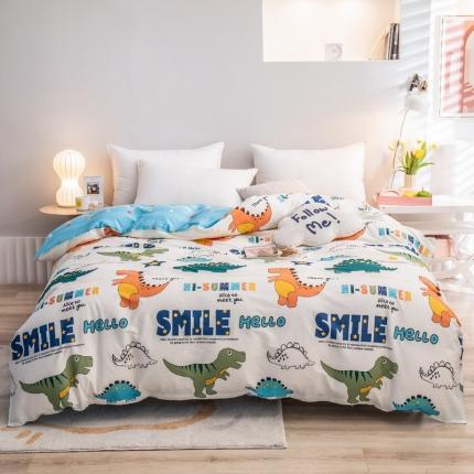 91家纺网 家纺一手货源 找家纺 绵庭 2022新款全棉12868单被套 恐龙漫画