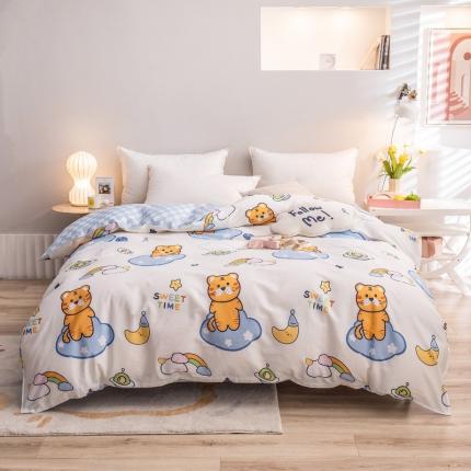 91家纺网 家纺一手货源 找家纺 绵庭 2022新款全棉12868单被套 快乐虎-米