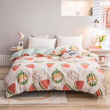 91家纺网 家纺一手货源 找家纺 绵庭 2022新款全棉12868单被套 西瓜女孩