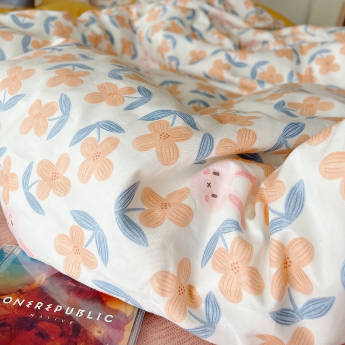 91家纺网 家纺一手货源 找家纺 XIWEN-希文2022新款全棉13372印花四件套慢时光 花间兔