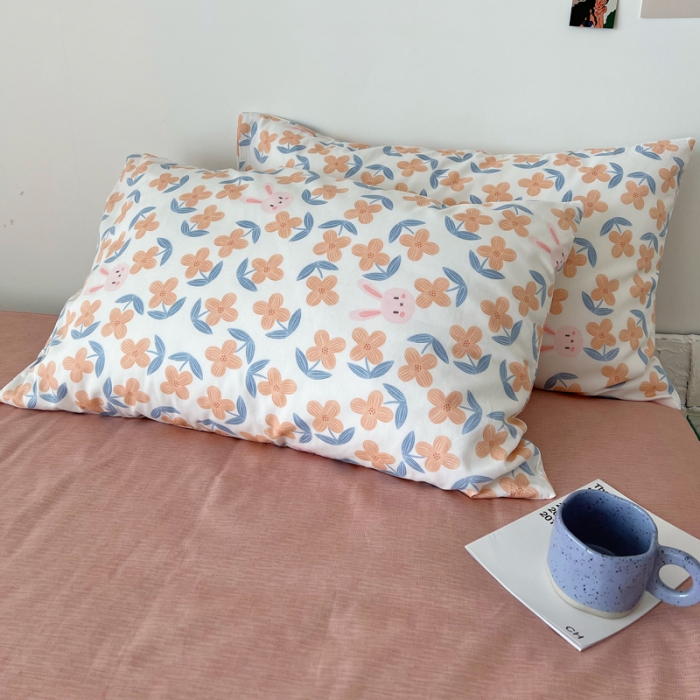 91家纺网 家纺一手货源 找家纺 XIWEN-希文2022新款全棉13372印花四件套慢时光 花间兔