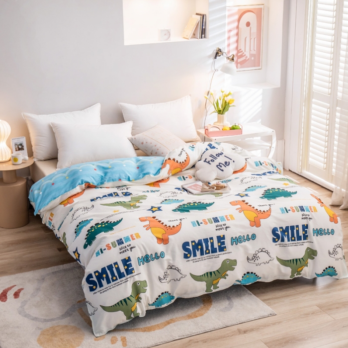 91家纺网 家纺一手货源 找家纺 绵庭 2022新款全棉12868单被套 恐龙漫画