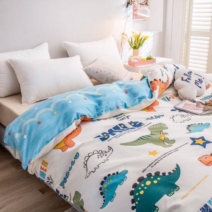 91家纺网 家纺一手货源 找家纺 绵庭 2022新款全棉12868单被套 恐龙漫画