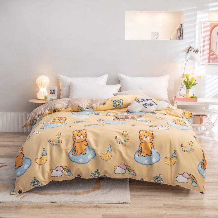 91家纺网 家纺一手货源 找家纺 绵庭 2022新款全棉12868单被套 快乐虎-黄