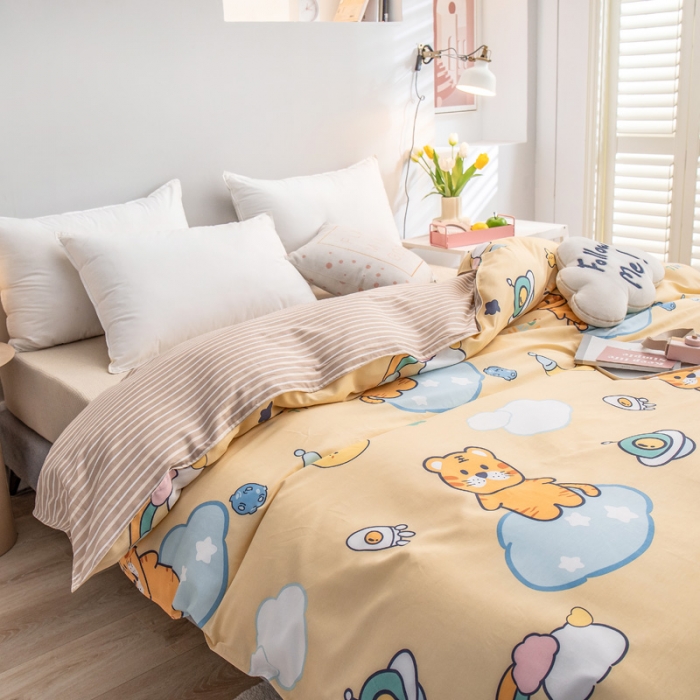 91家纺网 家纺一手货源 找家纺 绵庭 2022新款全棉12868单被套 快乐虎-黄