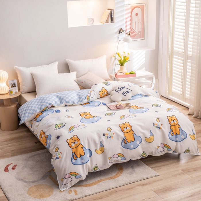 91家纺网 家纺一手货源 找家纺 绵庭 2022新款全棉12868单被套 快乐虎-米