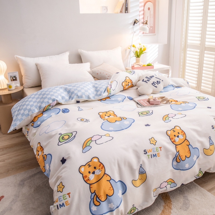 91家纺网 家纺一手货源 找家纺 绵庭 2022新款全棉12868单被套 快乐虎-米