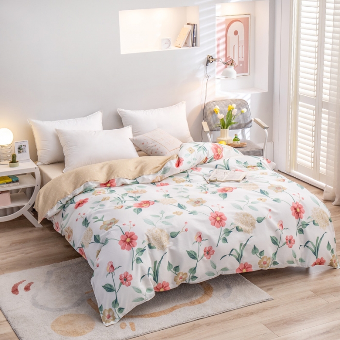 91家纺网 家纺一手货源 找家纺 绵庭 2022新款全棉12868单被套 浪漫之约