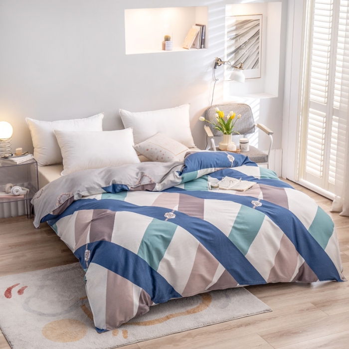 91家纺网 家纺一手货源 找家纺 绵庭 2022新款全棉12868单被套 玫瑰条约-蓝