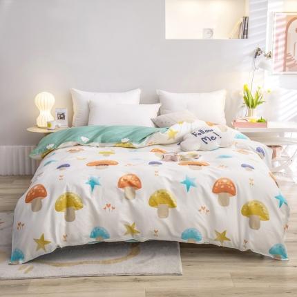 绵庭 2022新款全棉12868单被套 清新蘑菇