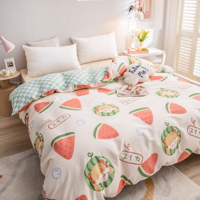 91家纺网 家纺一手货源 找家纺 绵庭 2022新款全棉12868单被套 西瓜女孩