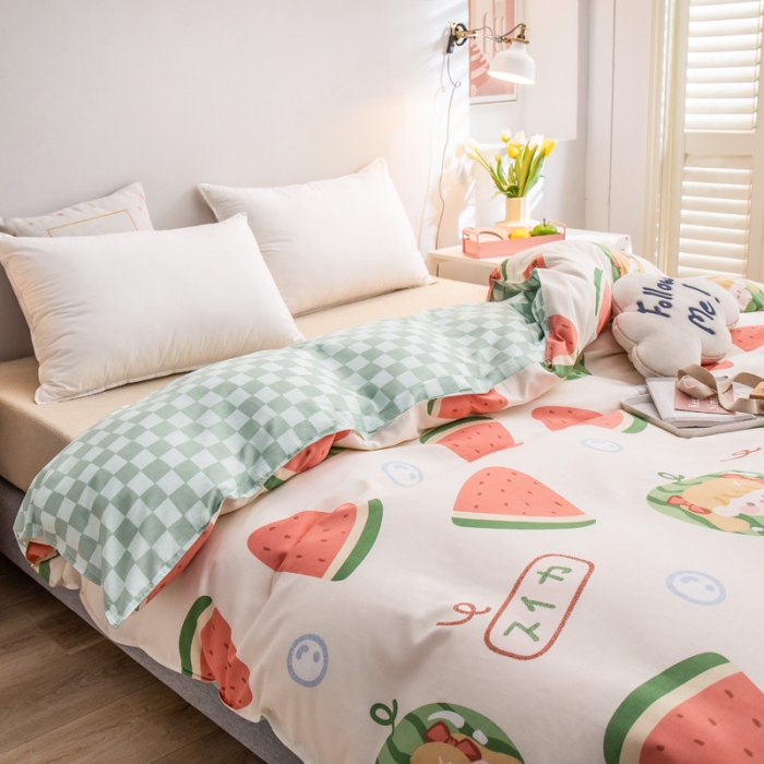 91家纺网 家纺一手货源 找家纺 绵庭 2022新款全棉12868单被套 西瓜女孩