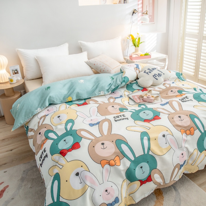 91家纺网 家纺一手货源 找家纺 绵庭 2022新款全棉12868单被套 小兔叽