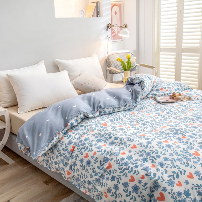 91家纺网 家纺一手货源 找家纺 绵庭 2022新款全棉12868单被套 心动甜心