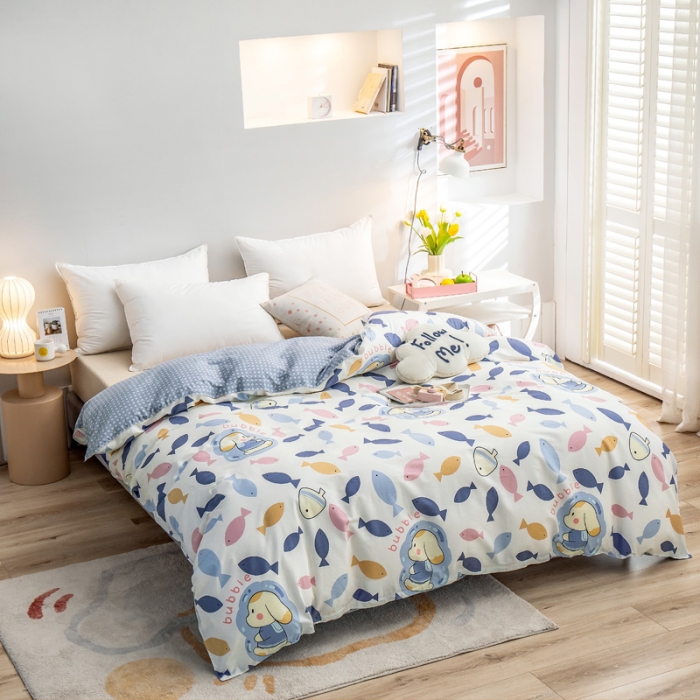 91家纺网 家纺一手货源 找家纺 绵庭 2022新款全棉12868单被套 鱼泡泡