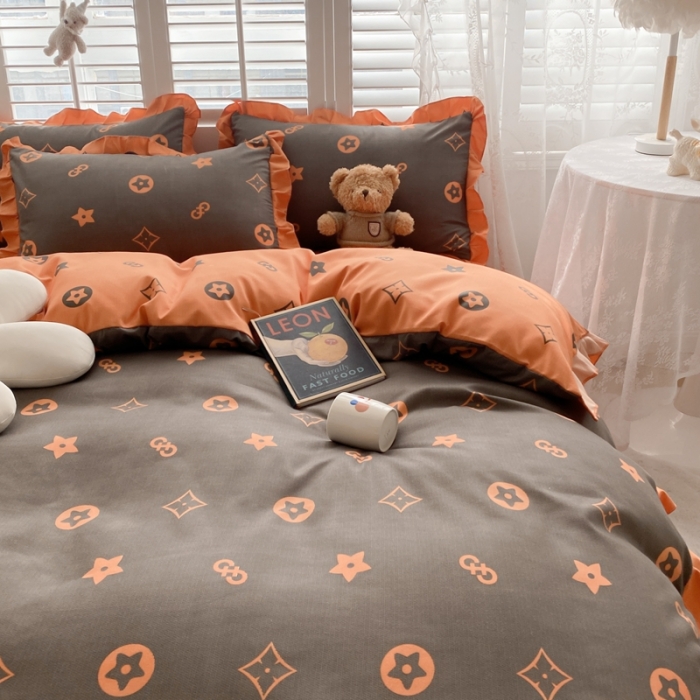 91家纺网 家纺一手货源 找家纺 上尚居 2024新款小清新韩版花边磨毛四件套水洗棉 时尚密码