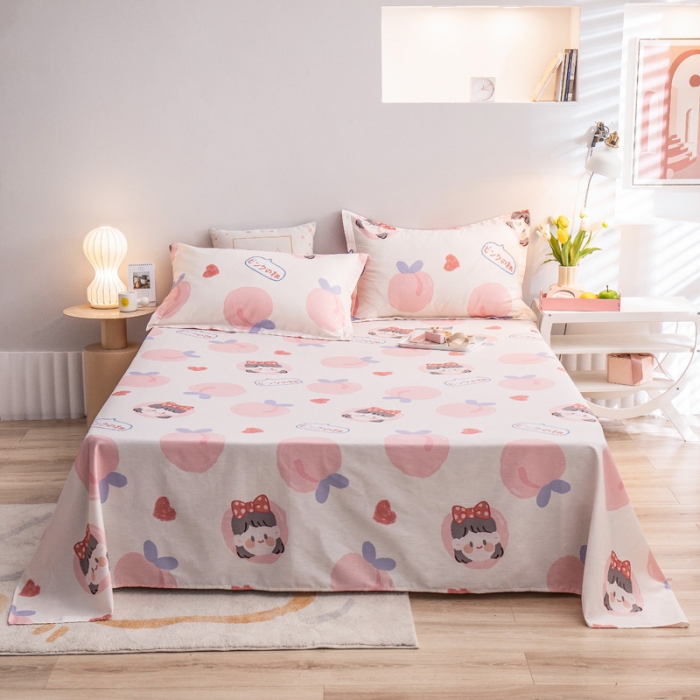 91家纺网 家纺一手货源 找家纺 绵庭 2022新款全棉12868单床单 白桃公主