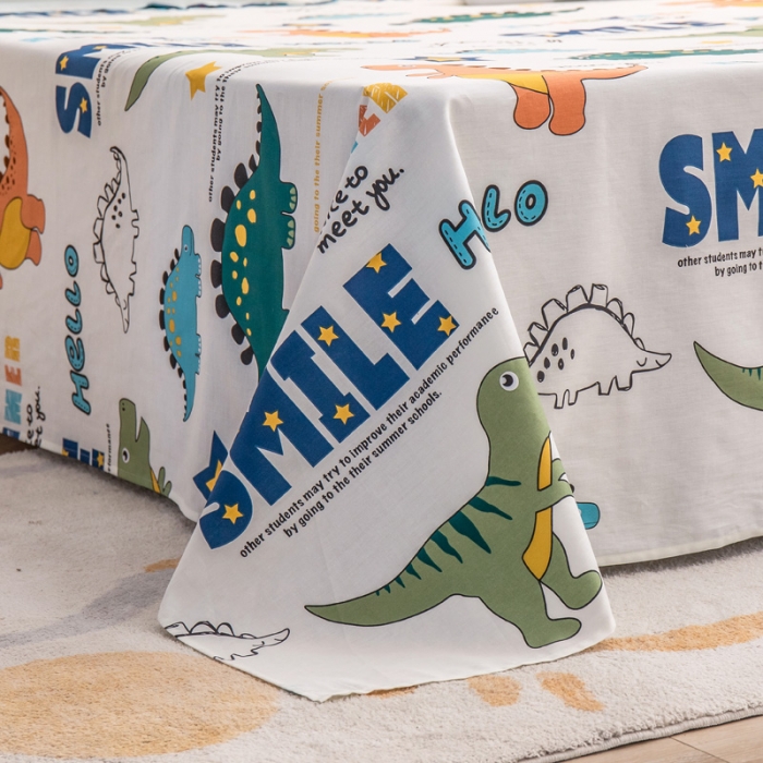 91家纺网 家纺一手货源 找家纺 绵庭 2022新款全棉12868单床单 恐龙漫画