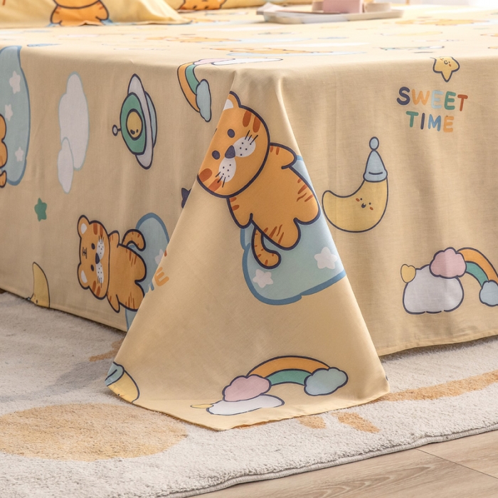 91家纺网 家纺一手货源 找家纺 绵庭 2022新款全棉12868单床单 快乐虎-黄