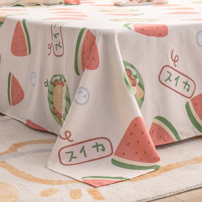 91家纺网 家纺一手货源 找家纺 绵庭 2022新款全棉12868单床单 西瓜女孩