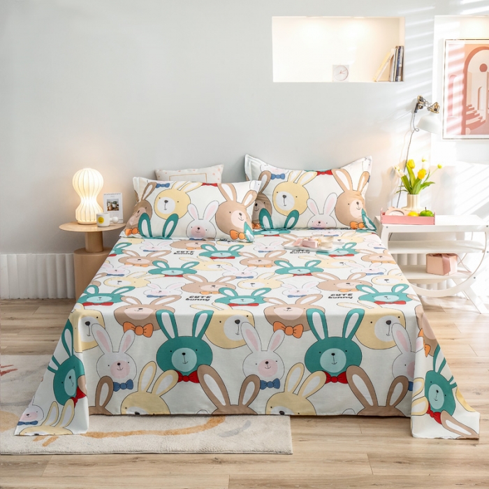 91家纺网 家纺一手货源 找家纺 绵庭 2022新款全棉12868单床单 小兔叽