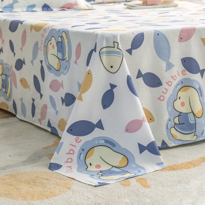 91家纺网 家纺一手货源 找家纺 绵庭 2022新款全棉12868单床单 鱼泡泡