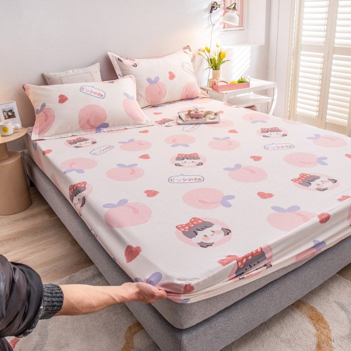 91家纺网 家纺一手货源 找家纺 绵庭 2022新款全棉12868单床笠 白桃公主