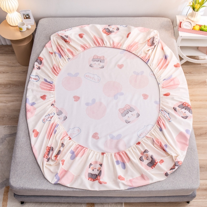 91家纺网 家纺一手货源 找家纺 绵庭 2022新款全棉12868单床笠 白桃公主