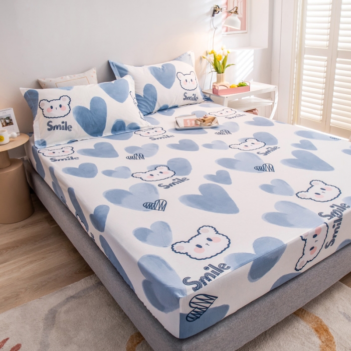 91家纺网 家纺一手货源 找家纺 绵庭 2022新款全棉12868单床笠 波波熊