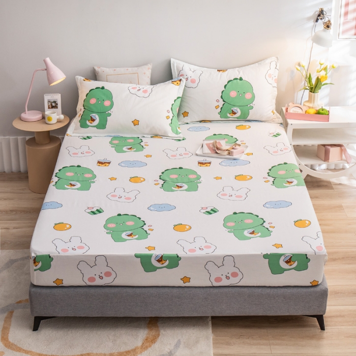 91家纺网 家纺一手货源 找家纺 绵庭 2022新款全棉12868单床笠 恐龙宝宝